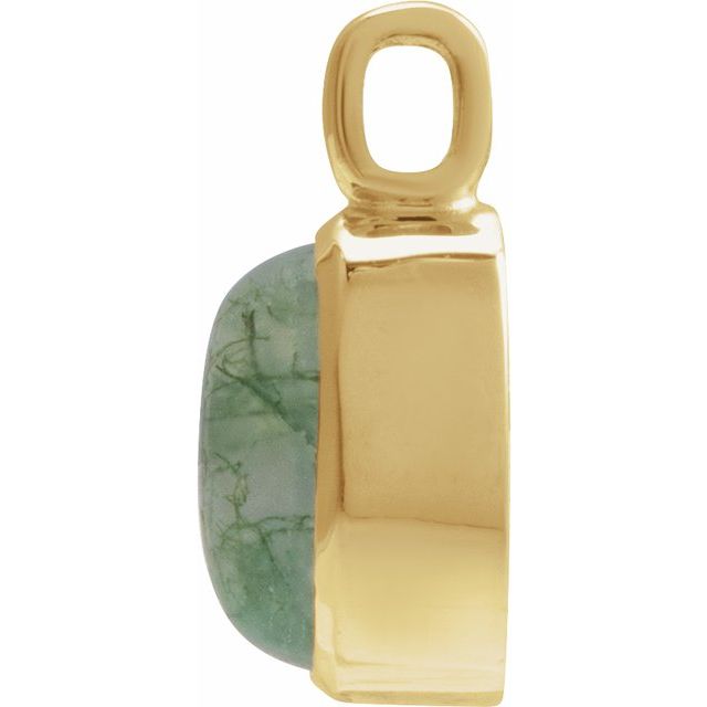 14K Yellow Natural Moss Agate Pendant