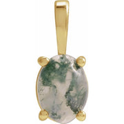 14K Yellow Natural Moss Agate Pendant