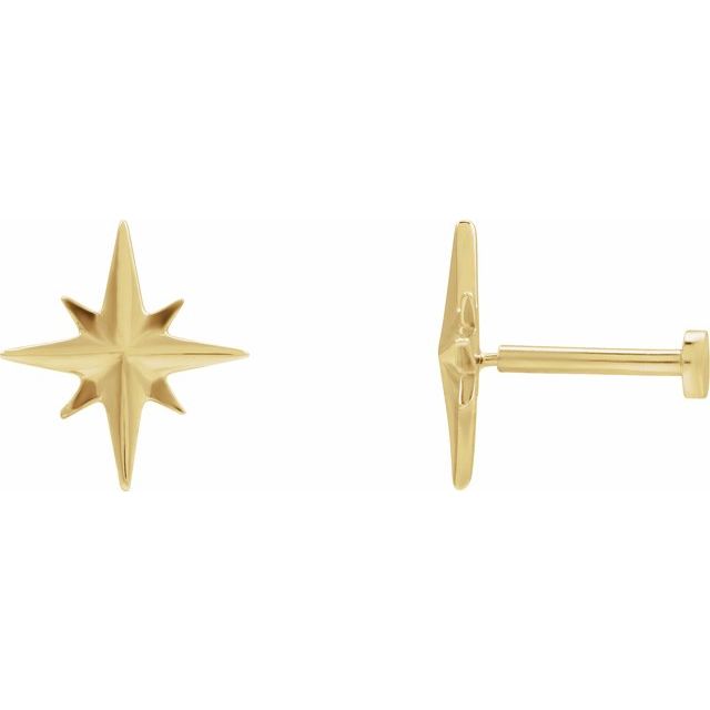 14K Yellow Star Earrings