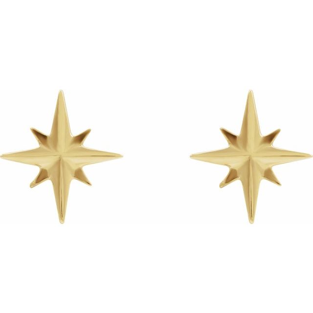 14K Yellow Star Earrings