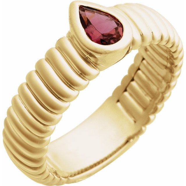 14K Yellow Natural Pink Tourmaline Ring