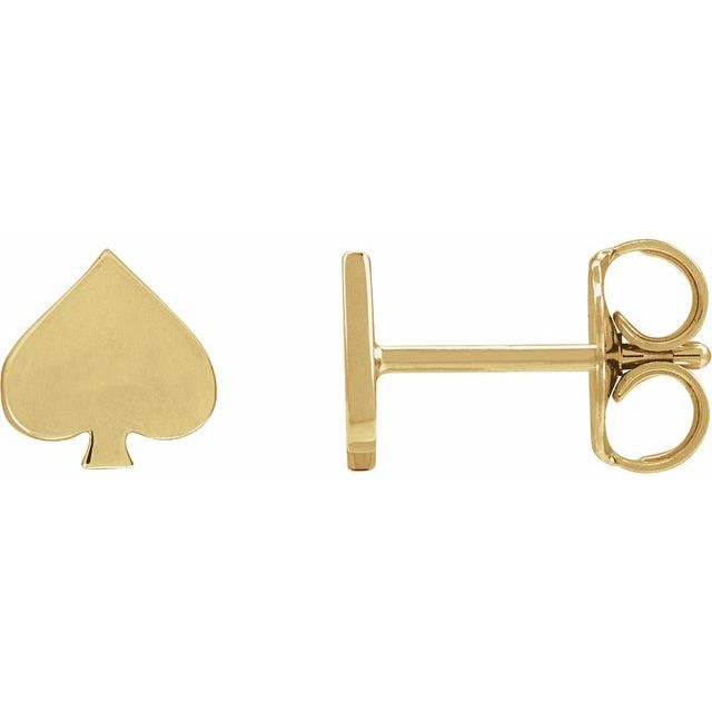 14K Yellow Spade Earring