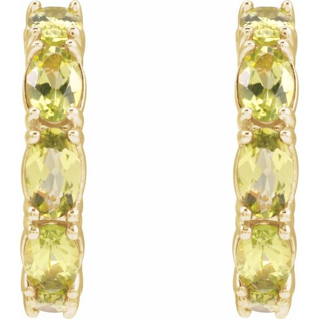 14K Yellow Natural Peridot Hoop Earrings