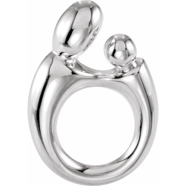 14K White 20.25x13.5 mm Mother and Child® Slide Pendant