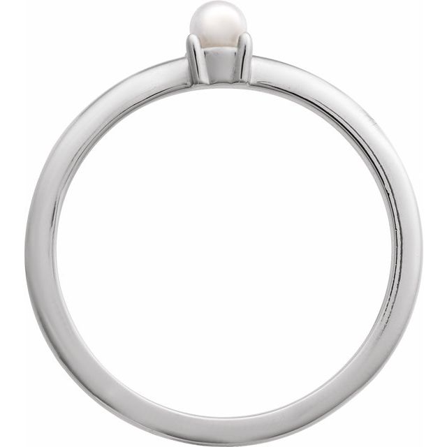 Sterling Silver Cultured White Seed Pearl Ring