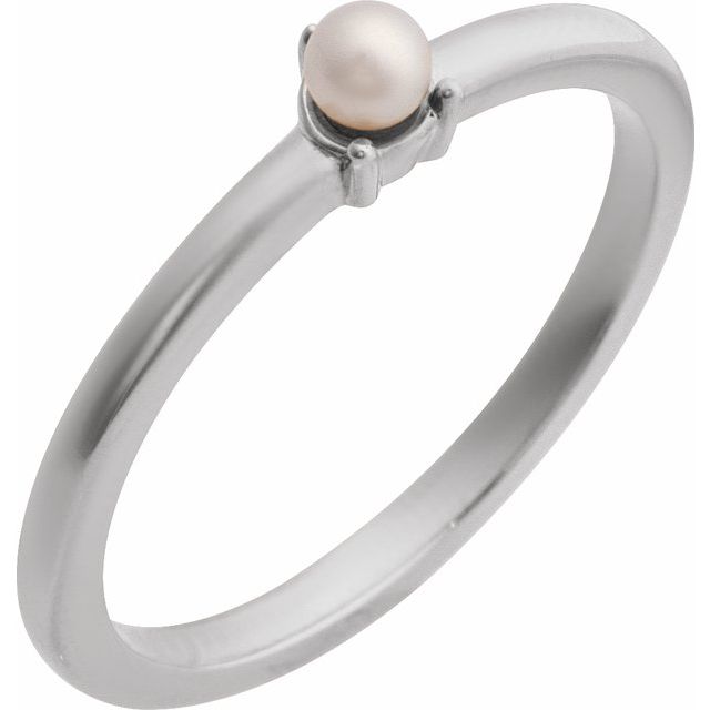 Sterling Silver Cultured White Seed Pearl Ring