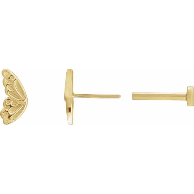 14K Yellow Butterfly Wing Earrings