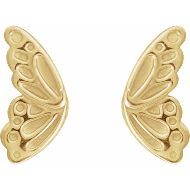 14K Yellow Butterfly Wing Earrings