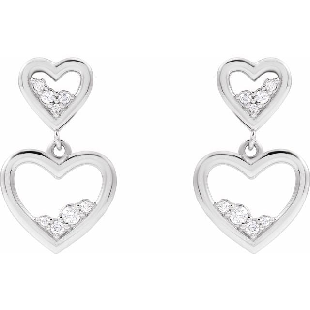 14K White 1/5 CTW Natural Diamond Heart Earrings