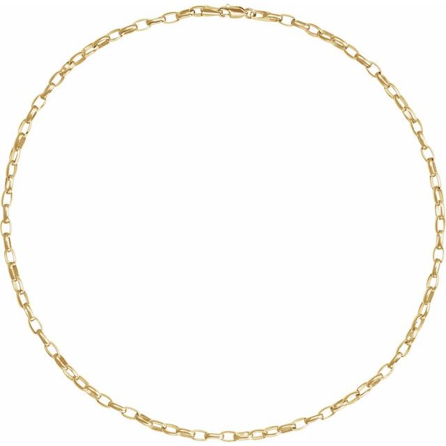 14K Yellow 3.9 mm Puffed Oval Cable 18' Chain