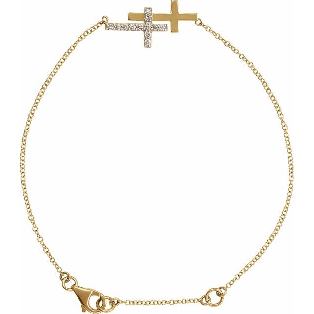 14K Yellow 1/5 CTW Natural Diamond Double Sideways Cross 7-8' Bracelet