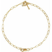 14K Yellow .03 CTW Natural Diamond Cross Charm 7' Bracelet