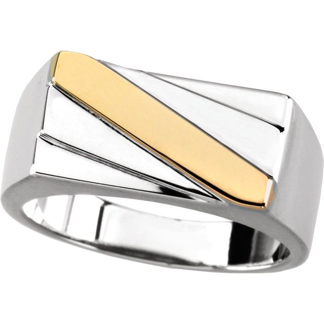 Sterling Silver & 14K Yellow Signet Ring