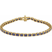 14K Yellow Lab-Grown Blue Sapphire Line 7' Bracelet