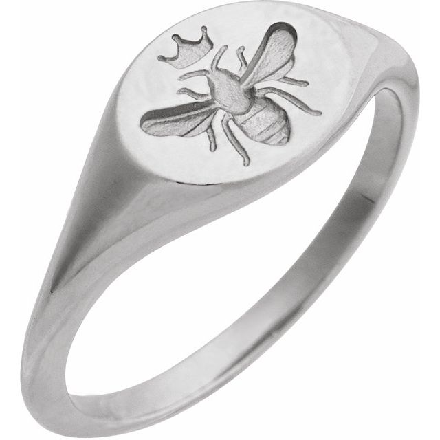 Sterling Silver Intaglio Bee Signet Ring