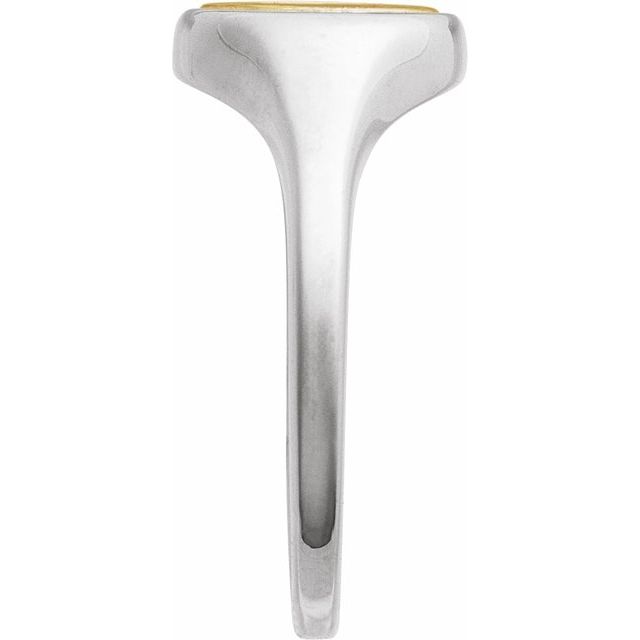 14K White/Yellow Engravable Round Signet Ring