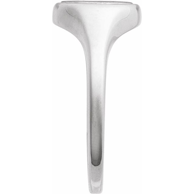 14K White Engravable Round Signet Ring