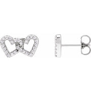 14k White 1/5 Ctw Natural Diamond Interlocking Heart Earrings