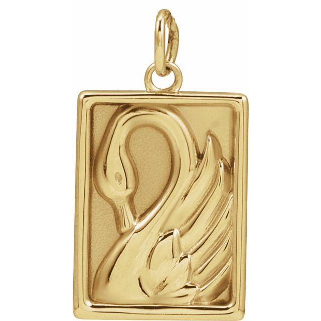 14K Yellow Swan Pendant