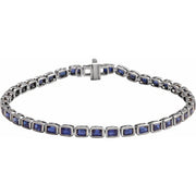 14K White Lab-Grown Blue Sapphire Line 7' Bracelet