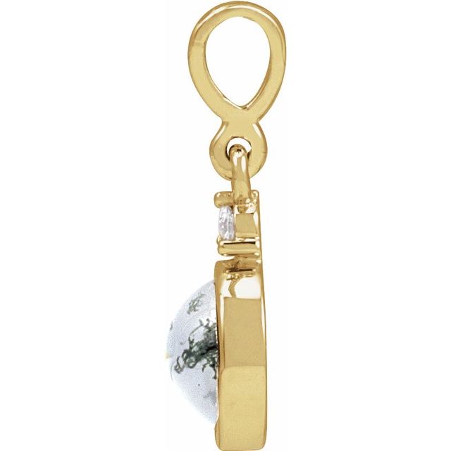 14K Yellow 6 mm Natural Moss Agate & .03 CTW Natural Diamond Pendant