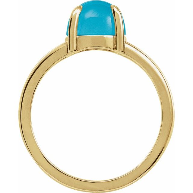 14K Yellow Natural Turquoise Cabochon Ring