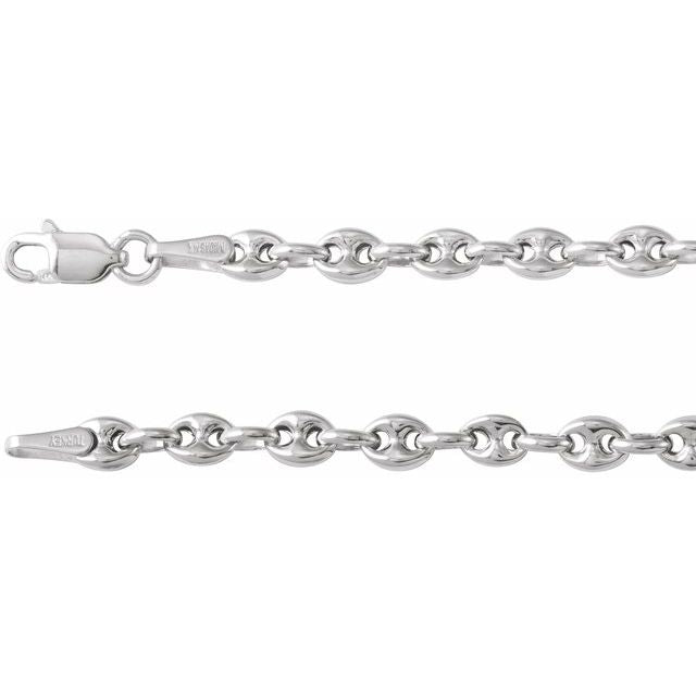 Sterling Silver 3.8 mm Hollow Puffed Anchor 18' Chain