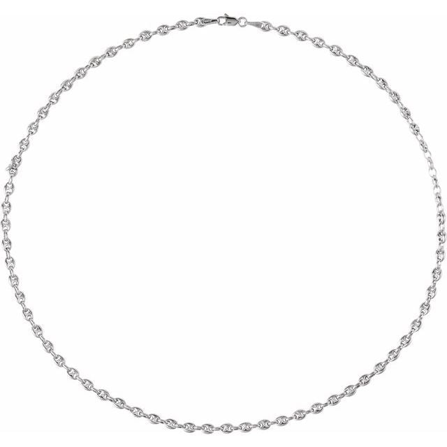 Sterling Silver 3.8 mm Hollow Puffed Anchor 18' Chain