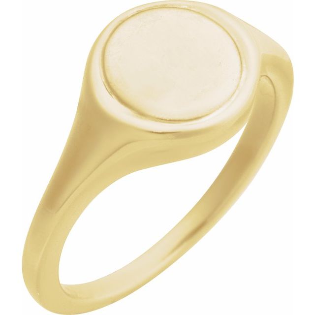 14K Yellow Engravable Round Signet Ring