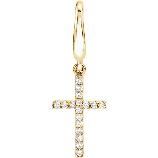 14K Yellow .08 CTW Natural Diamond Cross Charm