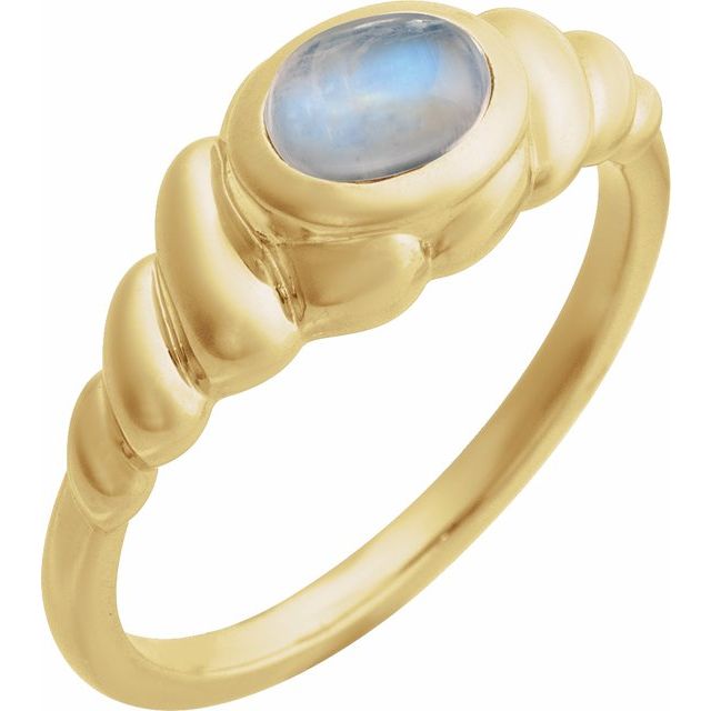 14K Yellow Natural Rainbow Moonstone Ring