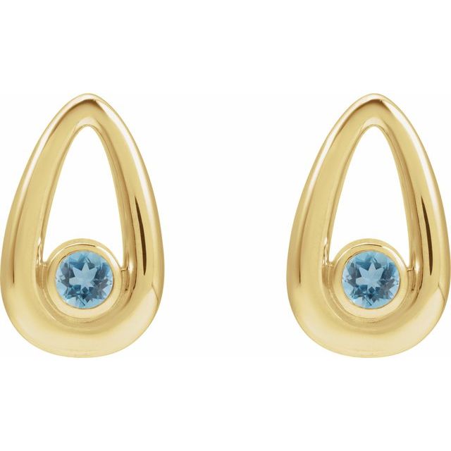14K Yellow Natural Aquamarine Geometric Earrings
