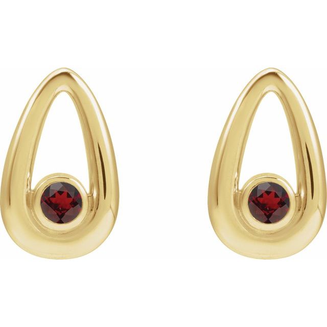 14K Yellow Natural Mozambique Garnet Geometric Earrings
