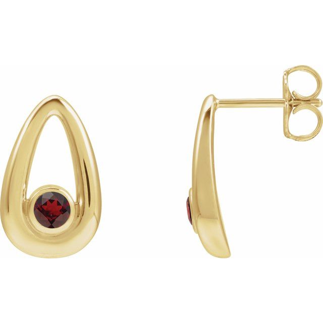 14K Yellow Natural Mozambique Garnet Geometric Earrings