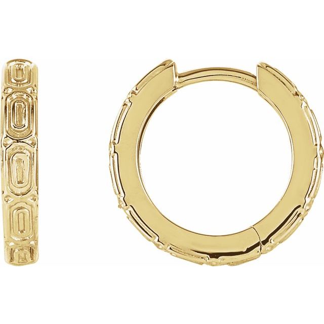 14K Yellow Hinged 13.5 mm Hoop Earrings