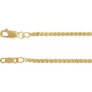 14K Yellow 1.7 mm Serpentine 7' Chain