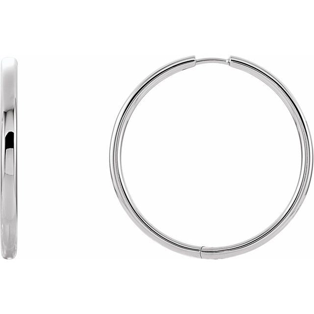 Sterling Silver 34 mm Hinged Hoop Earrings