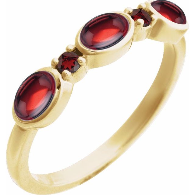 14K Yellow Natural Mozambique Garnet & Natural Mozambique Garnet Stackable Ring