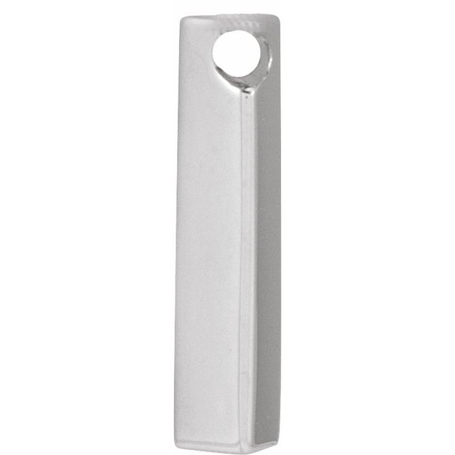 14K White Engravable Three-Sided Bar Pendant