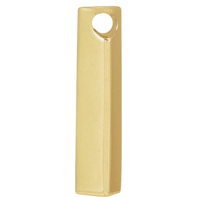 14K Yellow Engravable Three-Sided Bar Pendant