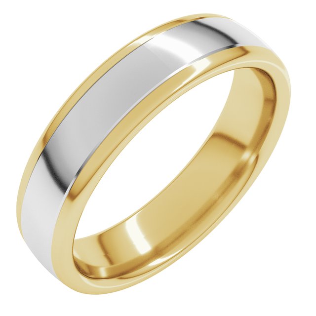 14K Yellow/White 5 mm Comfort-Fit Standard Weight European-Style Band Size 7.5