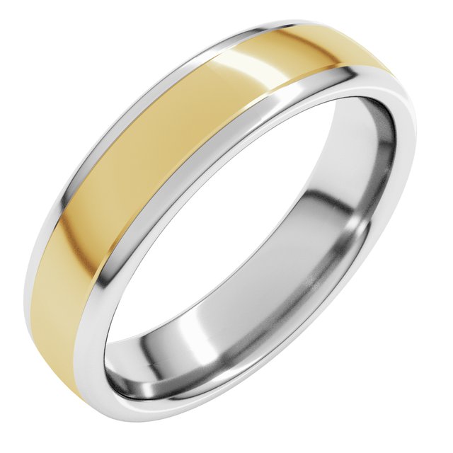 14K White/Yellow 5 mm Comfort-Fit Standard Weight European-Style Band Size 7.5