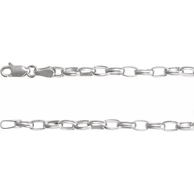 Sterling Silver 3.9 mm Puffed Oval Cable 16' Chain