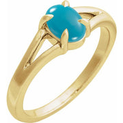 14K Yellow Natural Turquoise Cabochon Ring