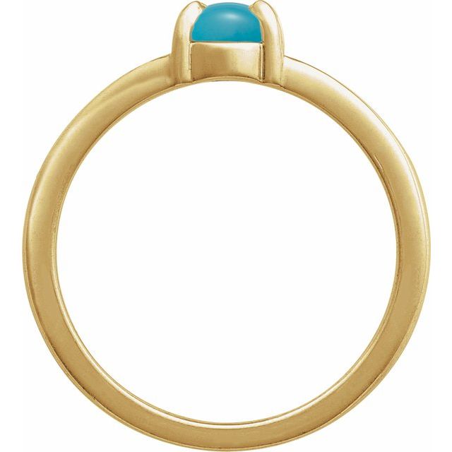 14K Yellow Natural Turquoise Cabochon Ring