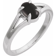 Sterling Silver Natural Onyx Cabochon Ring