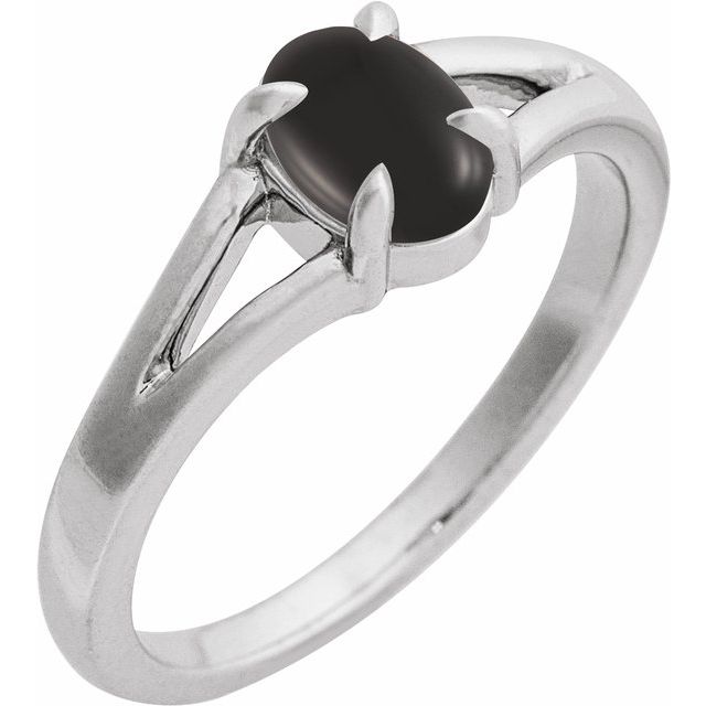 Sterling Silver Natural Onyx Cabochon Ring
