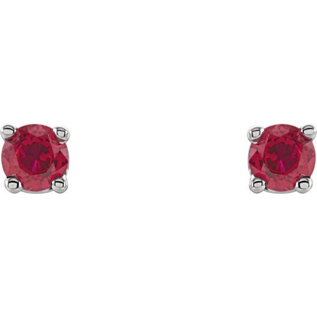 14K White 2.5 mm Lab-Grown Ruby Stud Earrings