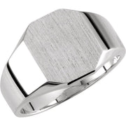 14k White 11x9 Mm Octagon Signet Ring