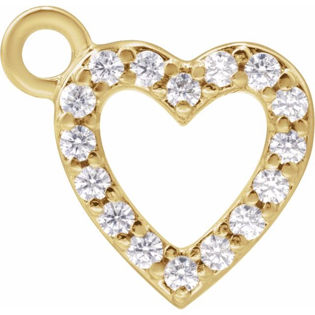 14k Yellow Petite Pavé™ .08 Ctw Natural Diamond Heart Dangle